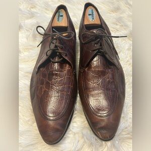 Mastro P. Men’s 44 Vero Cuoio Shoe Leather Crocodile Lace Up Oxfords  US 10.5 11